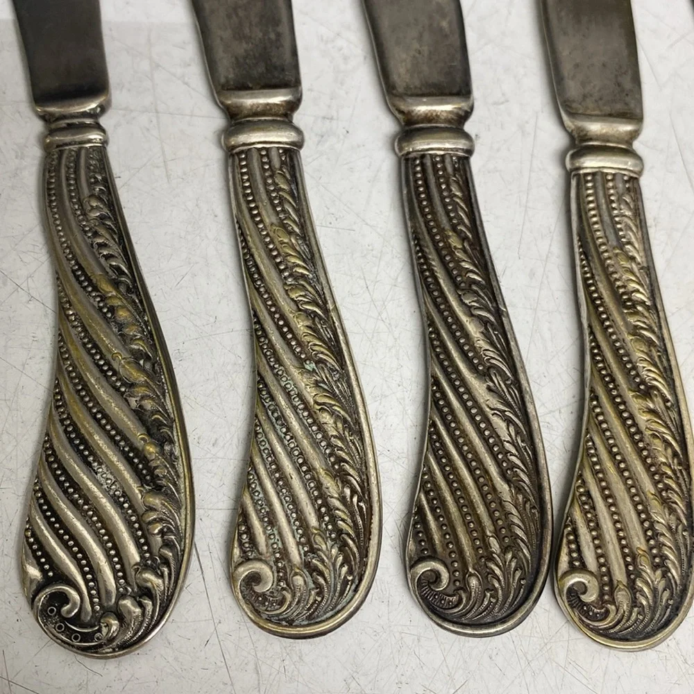 CINDERELLA Flat Handle Fruit Knives 1885 Silverplate Butter Knife
